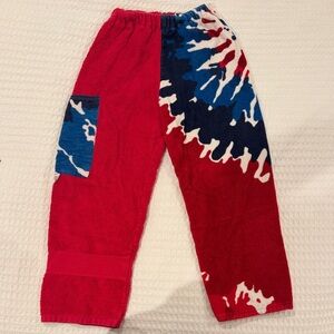 Tie-Dye Red & Blue Towel Pants